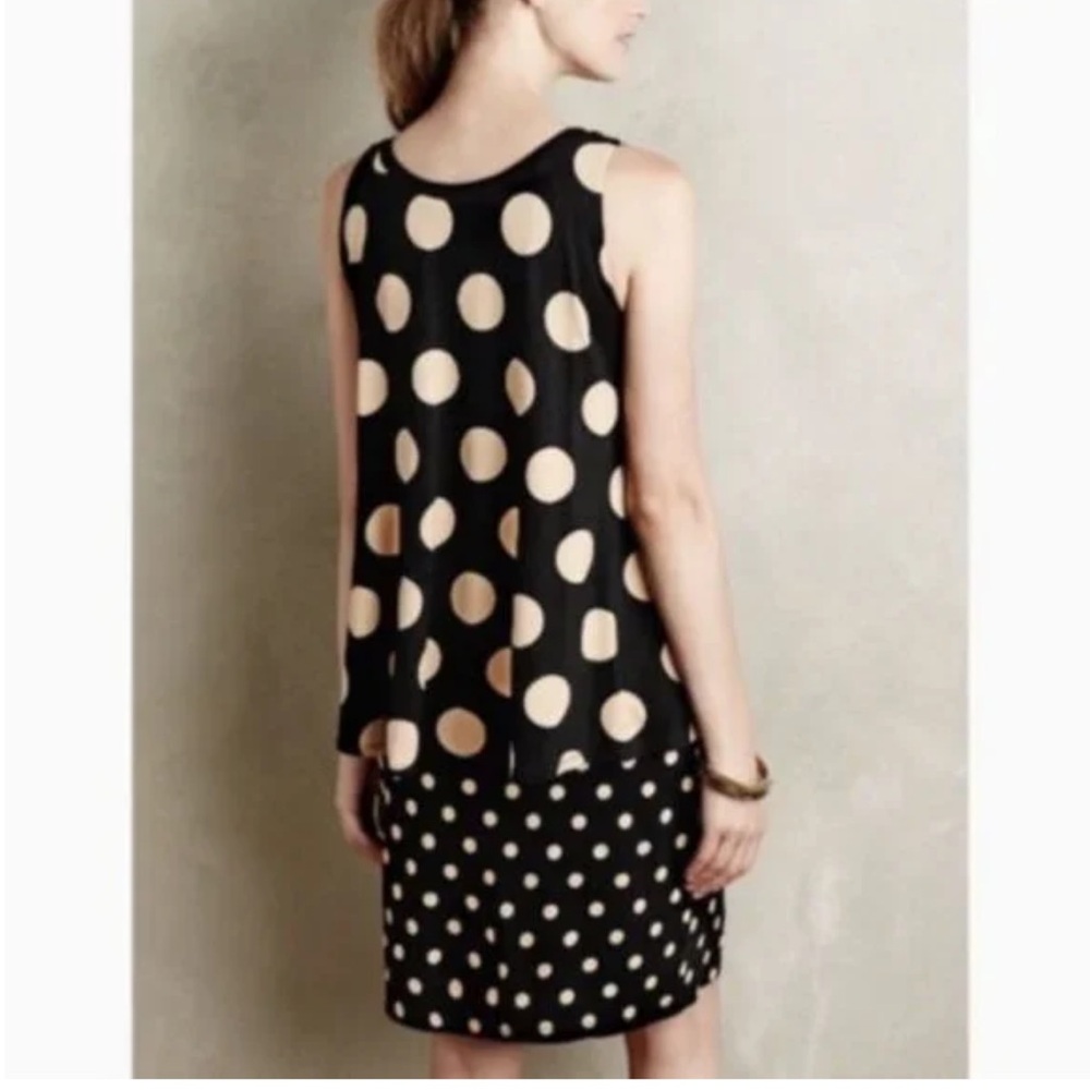 Anthropologie Maeve Dress Polka Dot Davina Black Tan Layered Sleeveless,XS, NWT - Picture 3 of 6